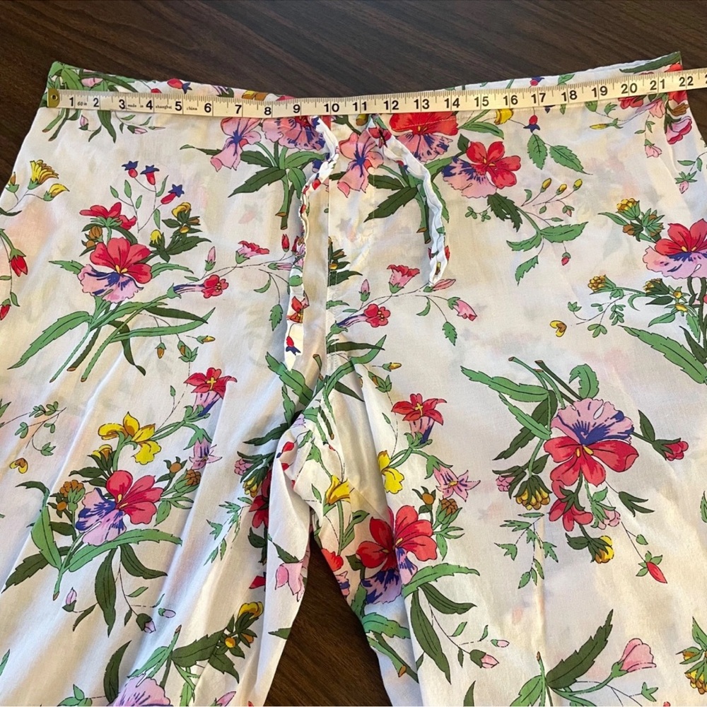 Victorias Secret Pajama Set XL Floral Botanical 100% Cotton Top Pants Drawstring - Picture 10 of 15